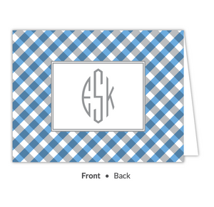 Blue Gingham Folded Note-Stationery-The Write Choice