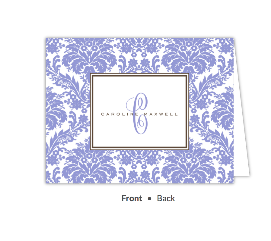 Damask Periwinkle Folded Note-Stationery-The Write Choice