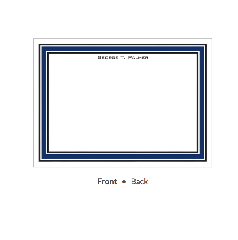 Navy & Black Borders Flat Note-Stationery-The Write Choice