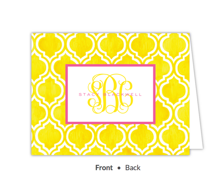 Turkish Tile - Yellow Folded Note-Stationery-The Write Choice