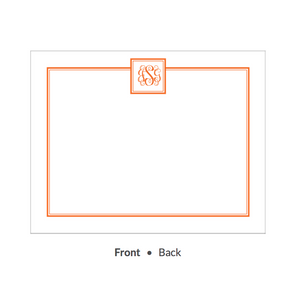 Tailored Monogram Tangerine Flat Note-Stationery-The Write Choice