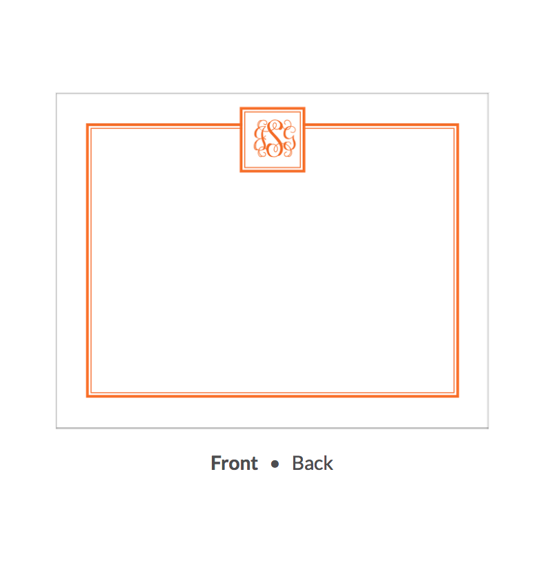 Tailored Monogram Tangerine Flat Note-Stationery-The Write Choice