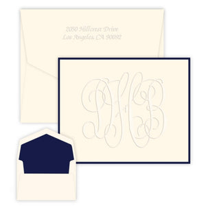 Henley Grand Monogram Note - Embossed-Stationery-The Write Choice